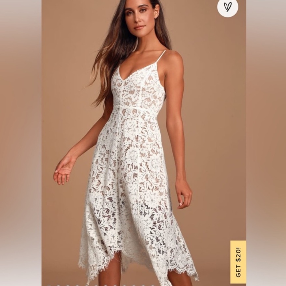 Lulu's One Wish Lace Midi Dress
